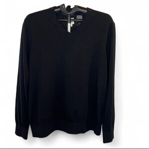 Gap V Neck Sweater Men’s Large 100% Cotton Black Pullover